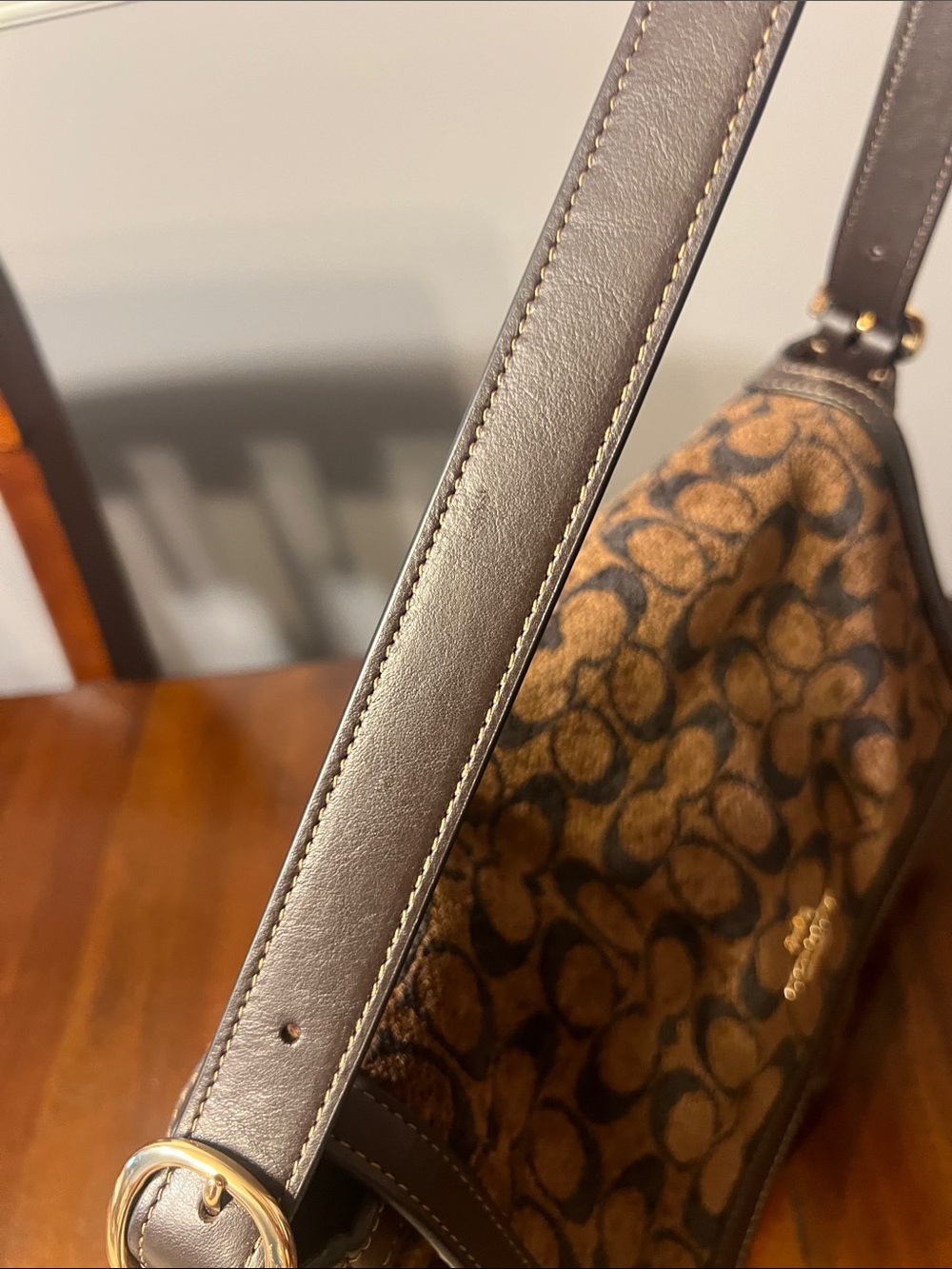 Coach Large Etta Flap Shoulder Bag in Signature Chenille with Dark Trim - Picture 3 of 5